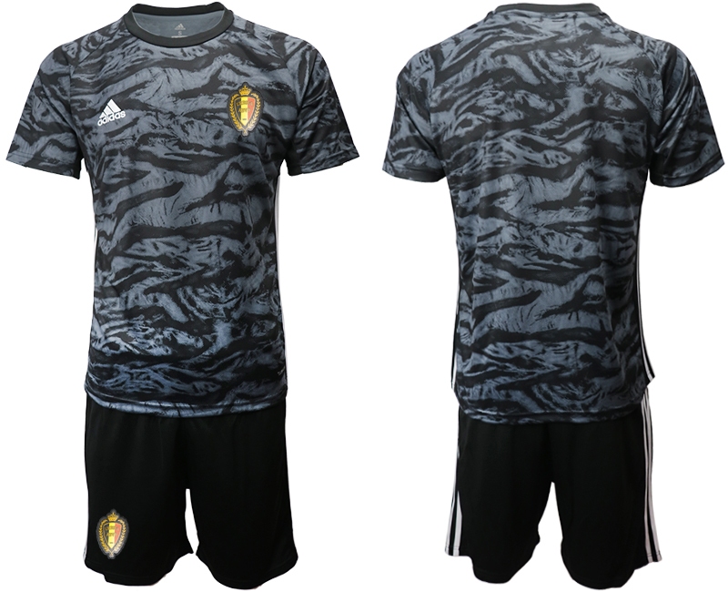 Men 2021 European Cup Belgium black goalkeeper Soccer Jersey1